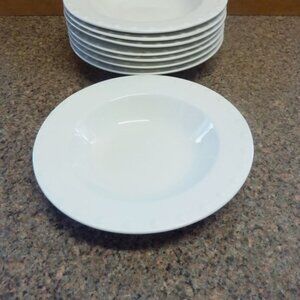 Oneida Casual Settings Evening Pearls Flat Rim Edge White Bowl 9" Set Of 8